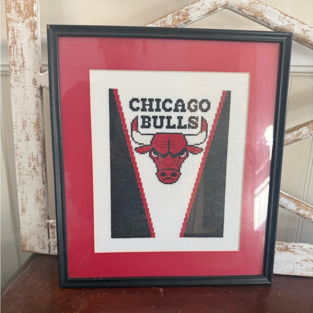 Chicago Bulls Custom Framed Cross Stitch Art